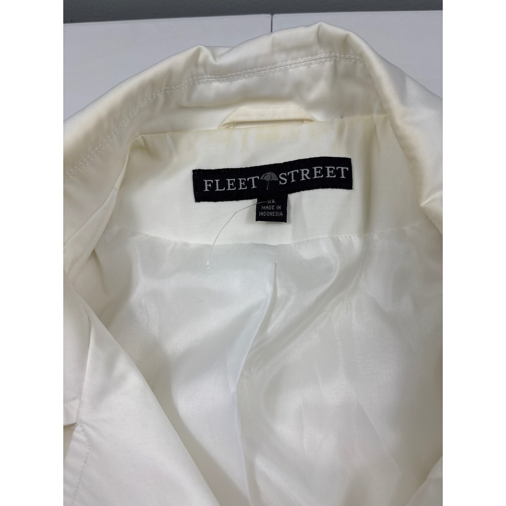 Fleet Street White Double Breasted Trench Coat Cotton Blend Jacket XL - Picture 3 of 9